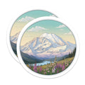 (2 Pack) Mountain Scene Magnets - Wildflower Meadow Decor - Scenic Alaska Artwork - 5" On Longest Side - Premium Magnet - for Cars, Refrigerators, Toolboxes, Lockers - Made in USA - MAG18682