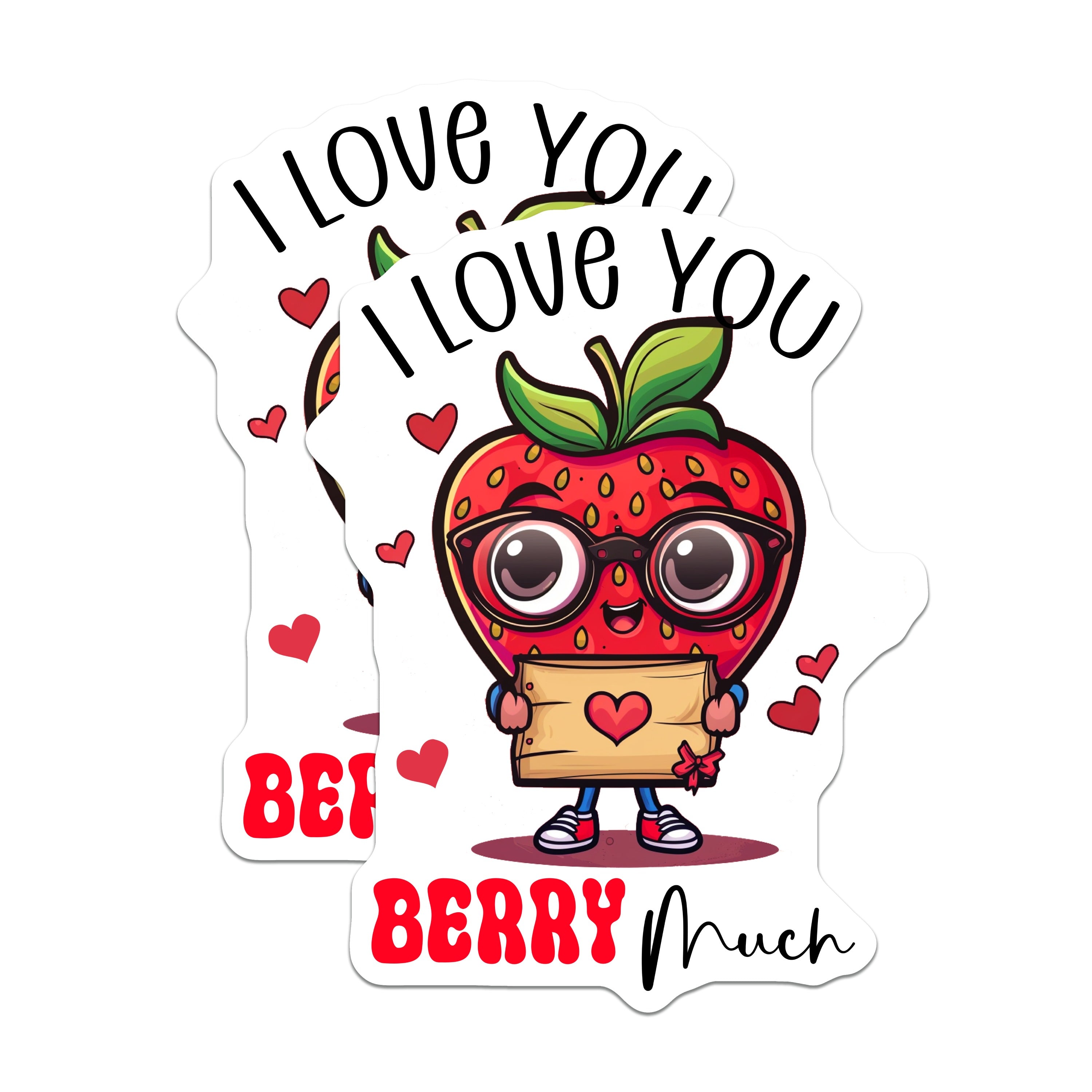 (2 Pack) I Love You Berry Much Magnets - Cute Strawberry Pun - Valentine's Day Decor - Anniversary Present - 5 Inches On Longest Side - Thick Durable Magnet - Made in USA - MAG38097