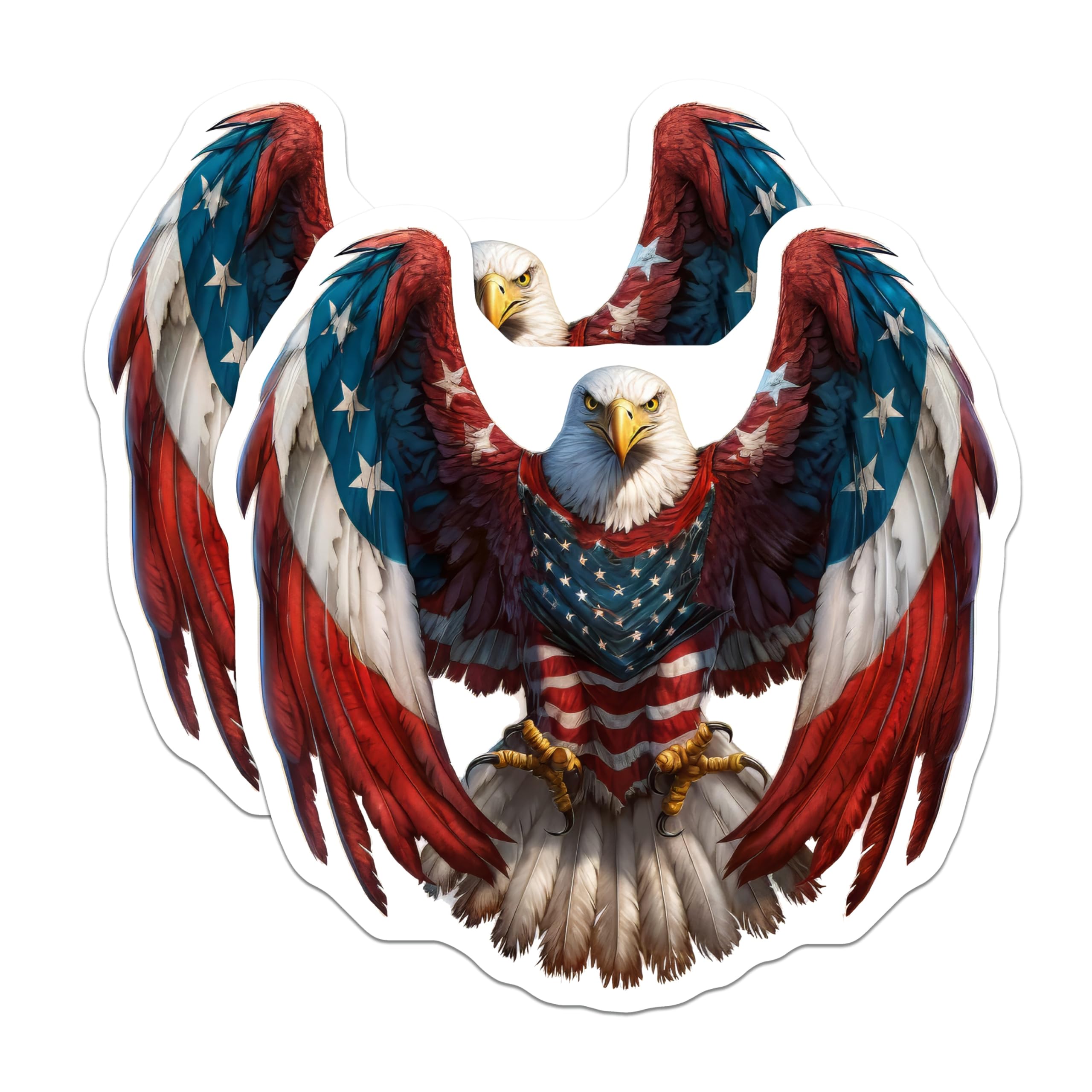 (2 Pack) American Eagle Magnets - Patriotic USA Flag Decor - Freedom Symbol Fridge Art - 5 Inches On Longest Side - Thick Durable Magnet - Made in USA - MAG22684