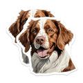 (2 Pack) Brittany Spaniel Magnets - Happy Dog Breed Art - Pet Lover Refrigerator Decor - Dog Mom Dad Accessory - 5 Inches On Longest Side - Thick Durable Magnet - Made in USA - MAG30594