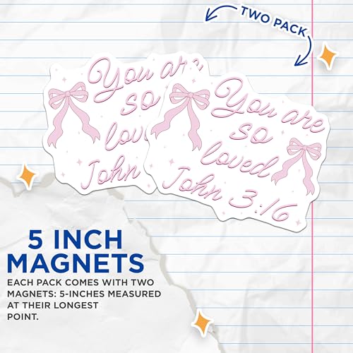 (2 Pack) You are So Loved Magnets - Inspirational Quote - John 3:16 Magnets - 5" On Longest Side - for Cars, Fridges, Toolboxes - Made in USA - MAG7246