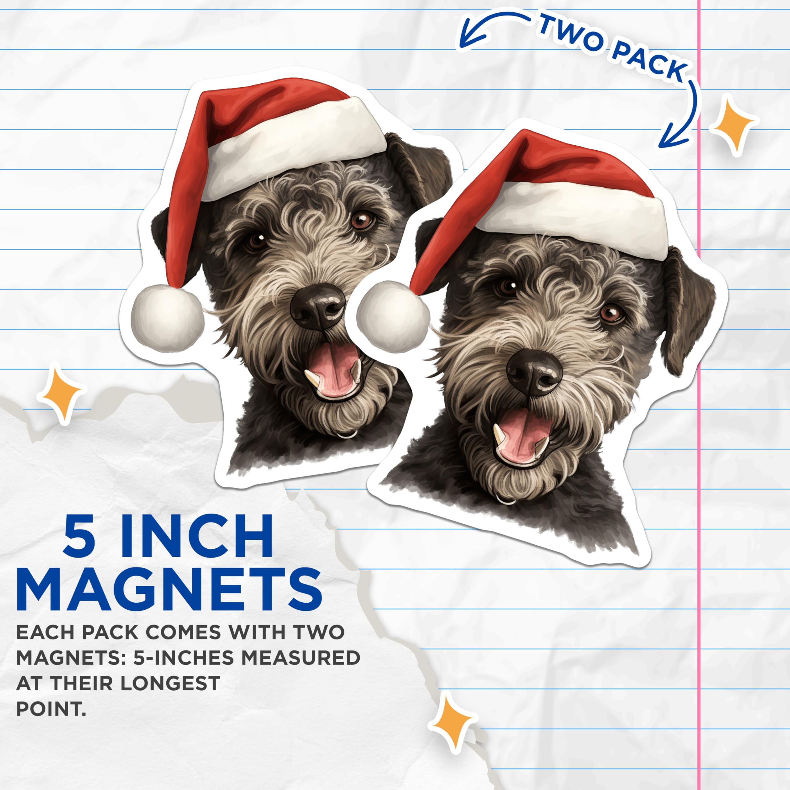 (2 Pack) Christmas Schnauzer Dog Magnets - Holiday Pet Decor - Cute Animal Magnets - 5 Inches On Longest Side - Thick Durable Magnet - Made in USA - MAG26918