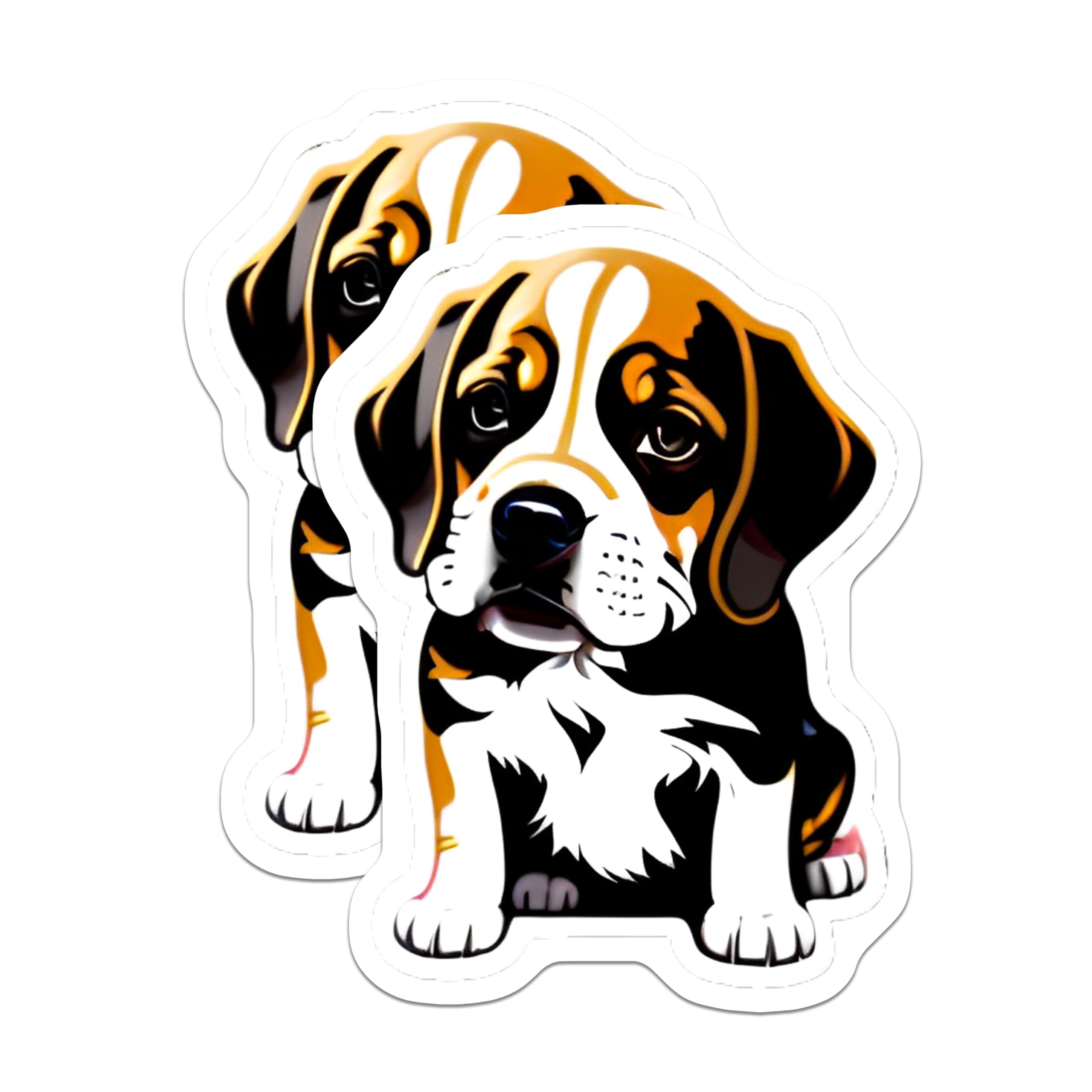 (2 Pack) Adorable Beagle Puppy Magnets - Tri Color Hound Dog Art - Pet Lover Refrigerator Locker Decor - 5 Inches On Longest Side - Thick Durable Magnet - Made in USA - MAG21484