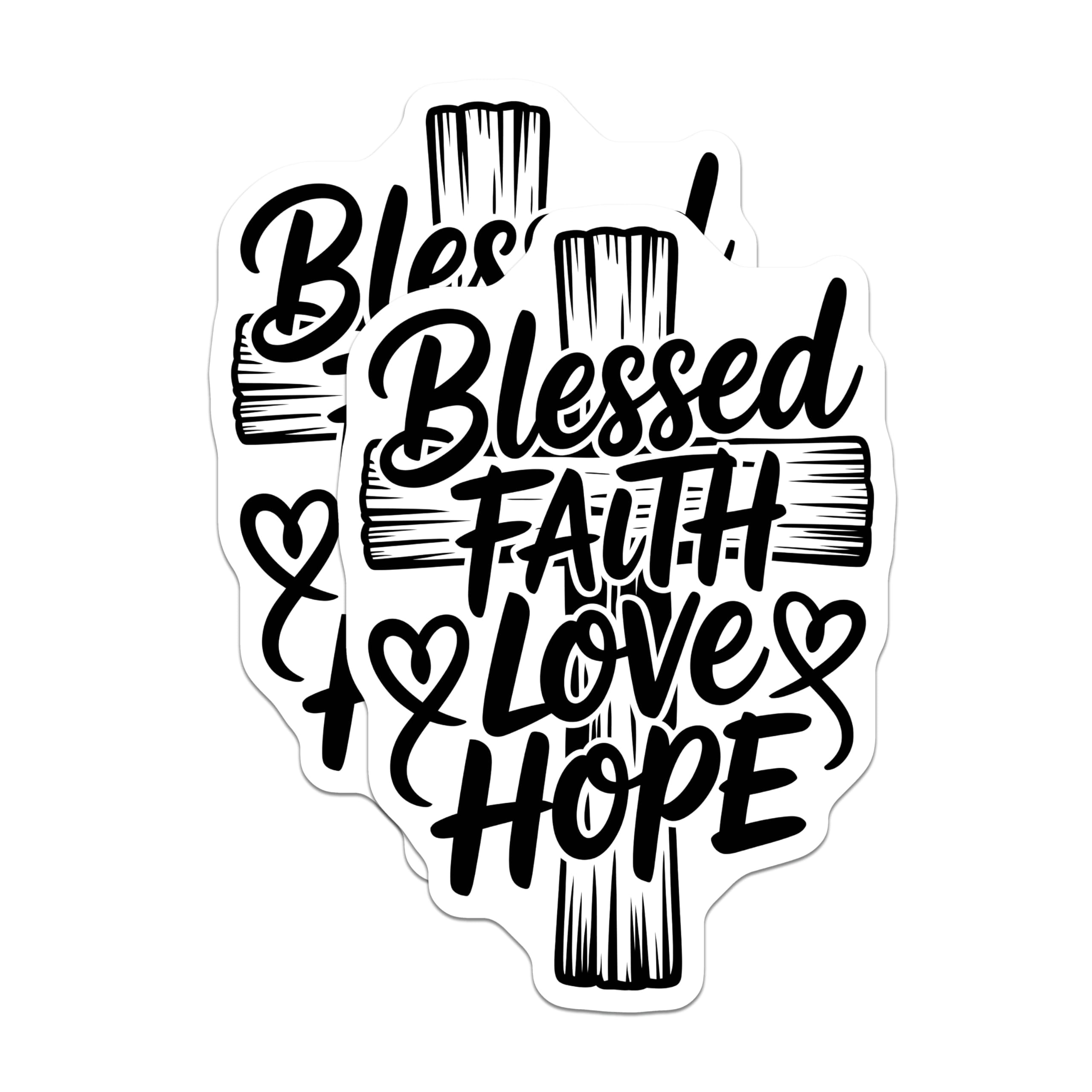 (2 Pack) Blessed Faith Love Hope Magnets - Christian Cross Refrigerator Art - Inspirational Scripture Home Decor - 5 Inches On Longest Side - Thick Durable Magnet - Made in USA - MAG20806