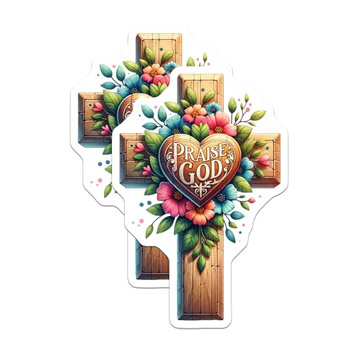 (2 Pack) Praise God Magnets - Religious Decor - Christian Inspirational Magnetic Wall Art - 5" On Longest Side - for Cars, Fridges, Toolboxes - Made in USA - MAG7030