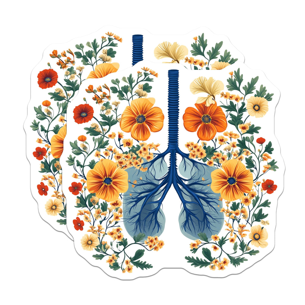 (2 Pack) Floral Lungs Magnets - Anatomical Art Decor - Healthcare Worker Appreciation Medical Student Science Teacher - 5 Inches On Longest Side - Thick Durable Magnet - Made in USA - MAG26907