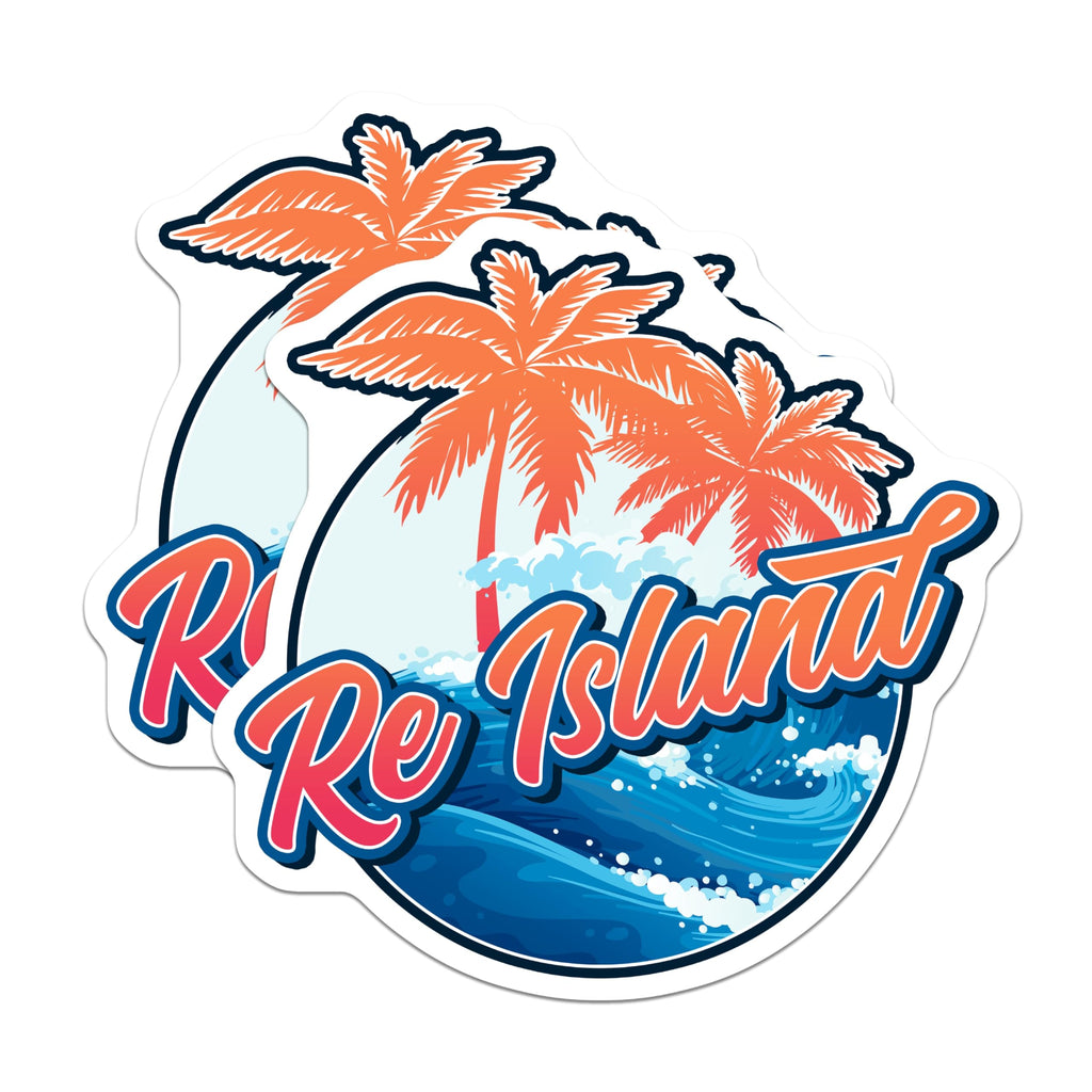 (2 Pack) Re Island Magnets - Tropical Paradise Destination Decor - Palm Trees Ocean Waves Summer Island Vibes Souvenir - 5 Inches On Longest Side - Thick Durable Magnet - Made in USA - MAG19200