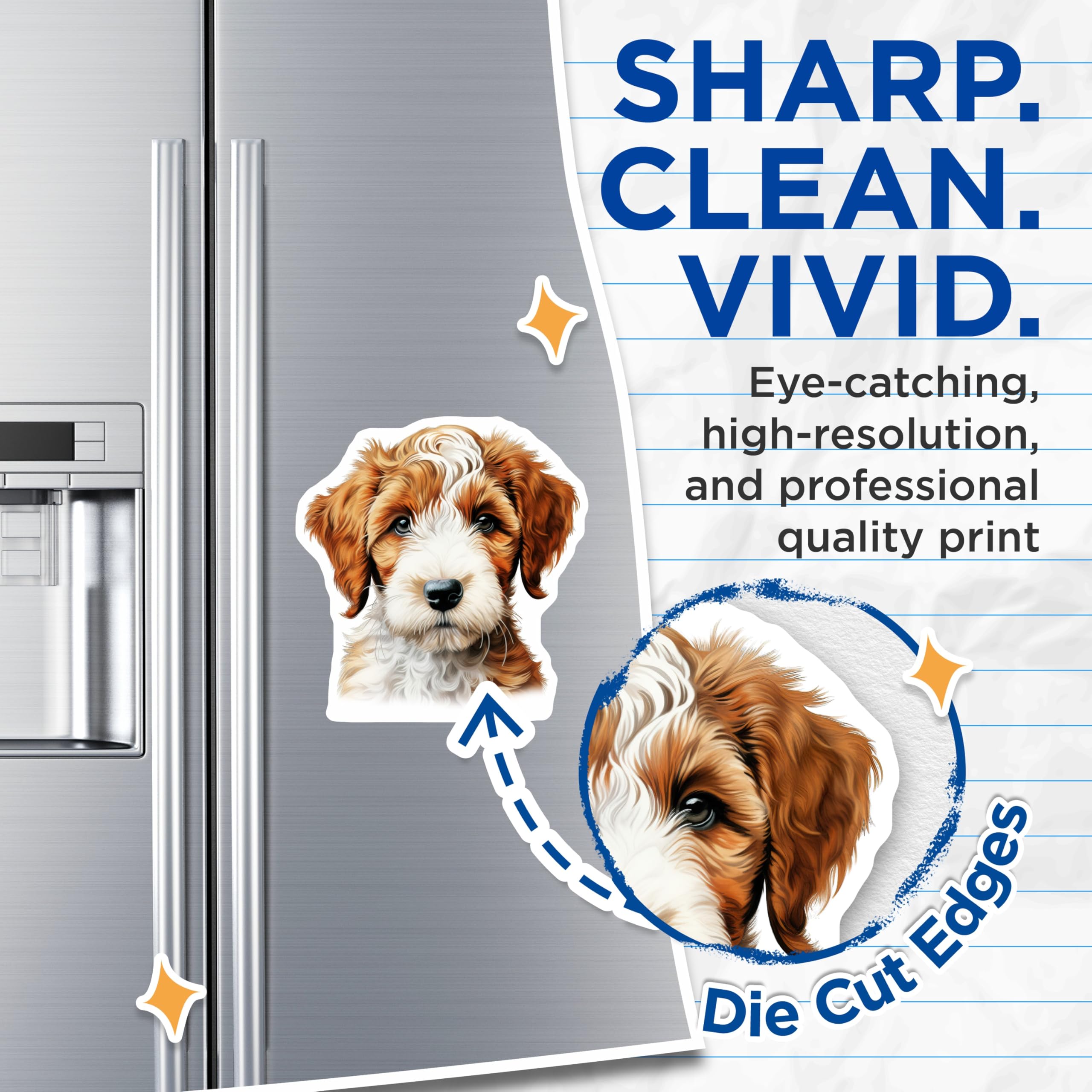 (2 Pack) Goldendoodle Puppy Magnets - Cute Dog Lover Decor - Pet Parent Refrigerator Accessory - 5 Inches On Longest Side - Thick Durable Magnet - Made in USA - MAG25251