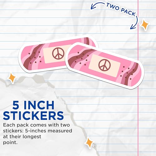 (2 Packs) Peace Pink Bandage Stickers - Positive Inspiring Peaceful Decals - 5 Inches On Longest Side - Premium Vinyl Decal - Sticks to Any Smooth Flat Surface - Made in USA - BMCS2318