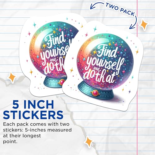 (2 Packs) Find Yourself and Do That Stickers - Mystical Magical Inspirational Decals - 5 Inches On Longest Side - Premium Vinyl Decal - Sticks to Any Smooth Flat Surface - Made in USA - BMCS2297