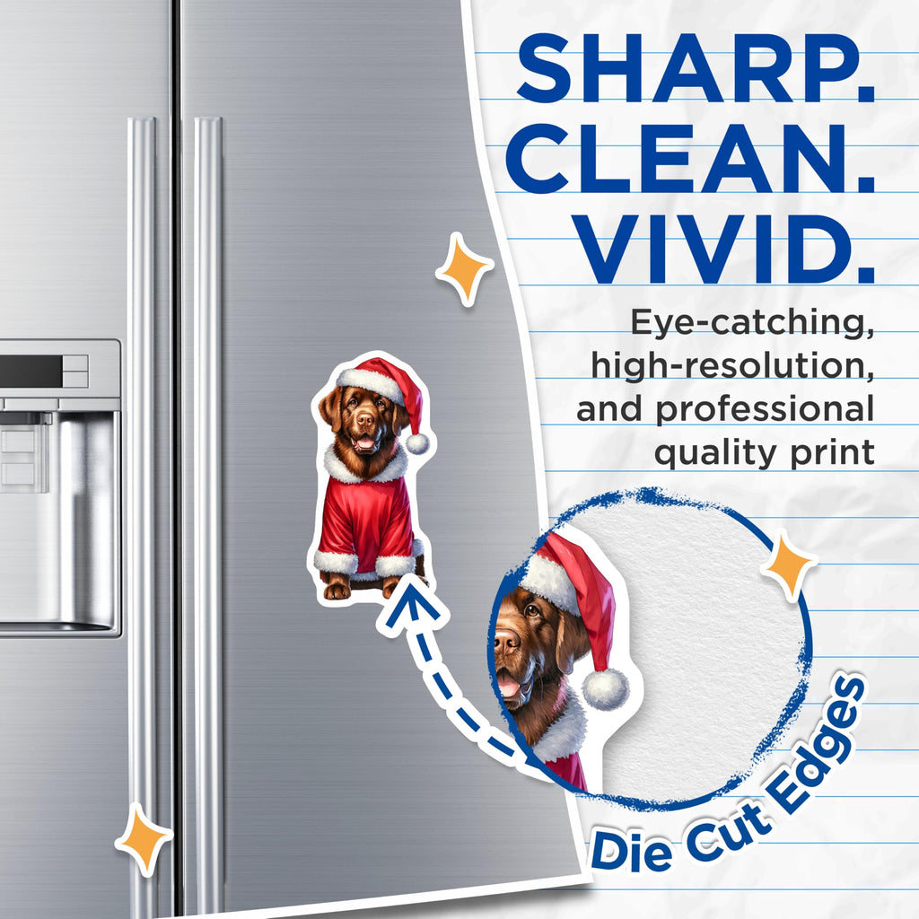 (2 Pack) Christmas Dog Magnets - Santa Pet Decor - Holiday Animal Refrigerator - 5 Inches On Longest Side - Thick Durable Magnet - Made in USA - MAG29563