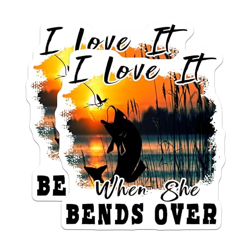 (2 Pack) I Love It When She Bends Over Magnets - Funny Quote Magnet - Fishing Decor Magnet - 5" On Longest Side - for Cars, Fridges, Toolboxes - Made in USA - MAG5632