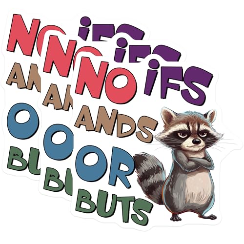 (3 Pack) Grumpy Raccoon Decals - No IFS Ands Or Buts - Attitude Laptop Decals - 3 Inches On Longest Side - Easy Peel & Apply - Made in USA - 3MCS8469