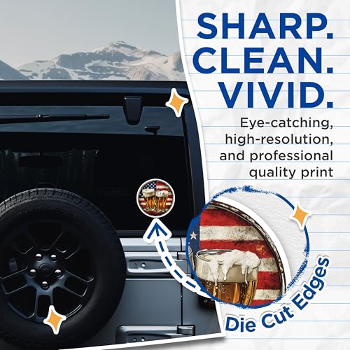 (2 Pack) Beer Pint Stickers - American Flag - Craft Beer Enthusiast - 5" On Longest Side - Sticks to Smooth Flat Surfaces - Made in USA - BMCS9437