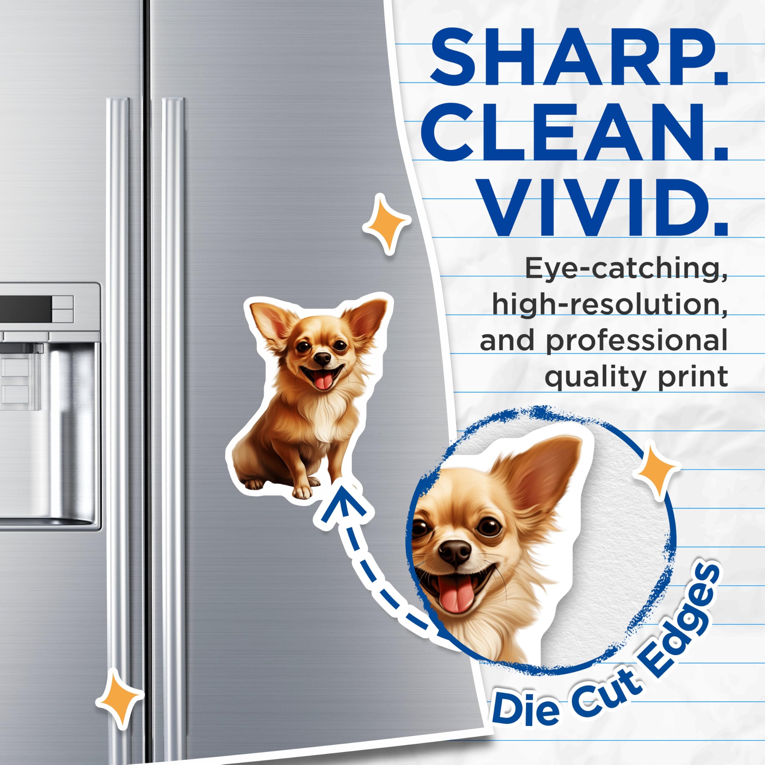 (2 Pack) Long Haired Chihuahua Magnets - Smiling Dog Fridge Decor - Pet Lover Animal Enthusiast - 5 Inches On Longest Side - Thick Durable Magnet - Made in USA - MAG29221