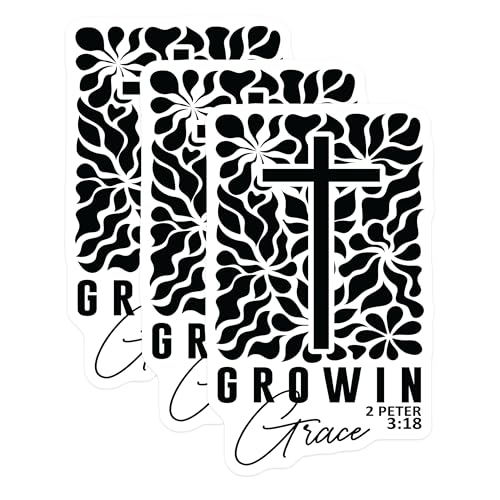 (3 Pack) Grow in Grace Decals - Christian Faith Decal - Religious Verse Decal - 3 Inches On Longest Side - Easy Peel & Apply - Made in USA - 3MCS1842