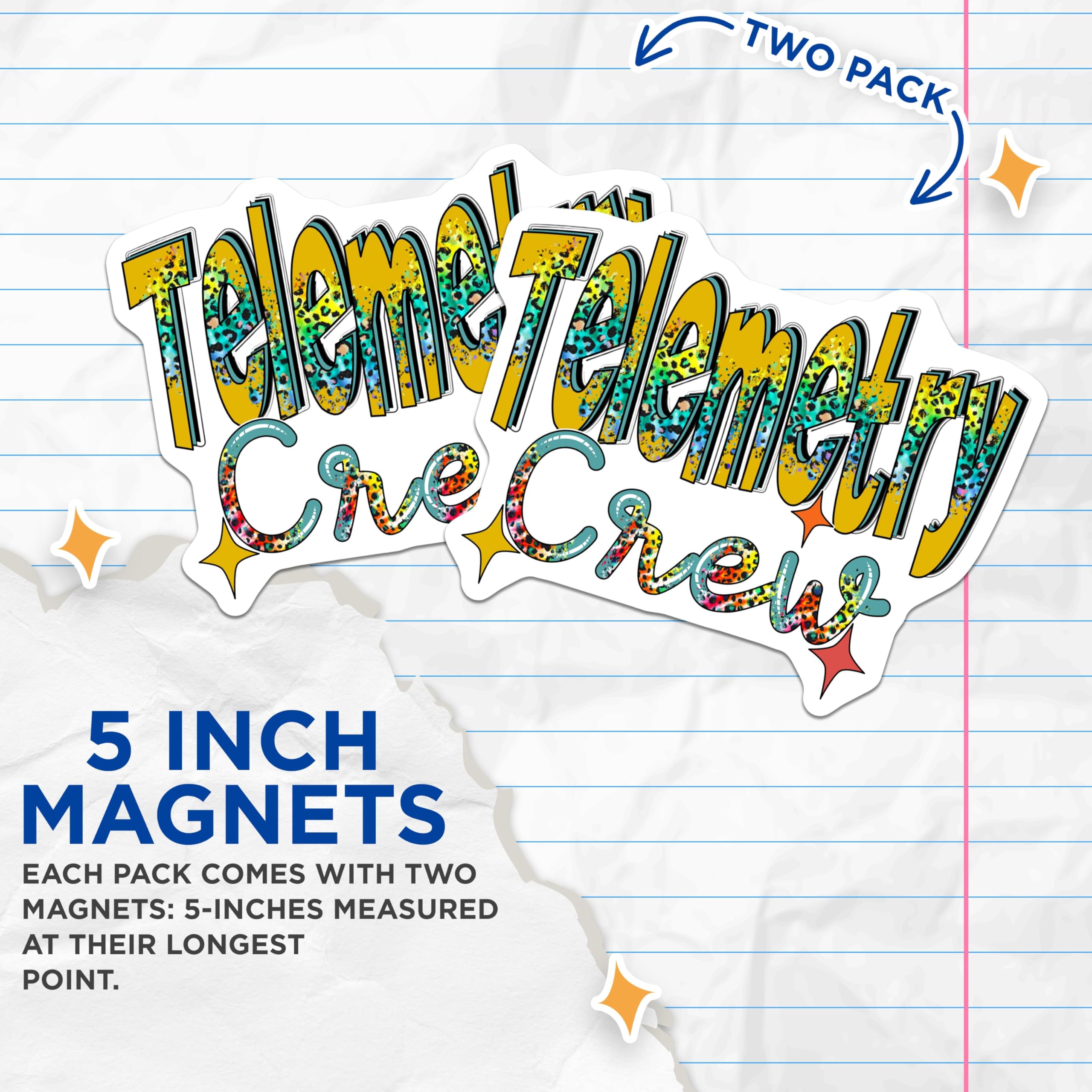 (2 Pack) Telemetry Crew Magnets - Nursing Team Decor - Medical Staff Room Magnetic - 5" On Longest Side - Premium Magnet - for Cars, Refrigerators, Toolboxes, Lockers - Made in USA - MAG17901