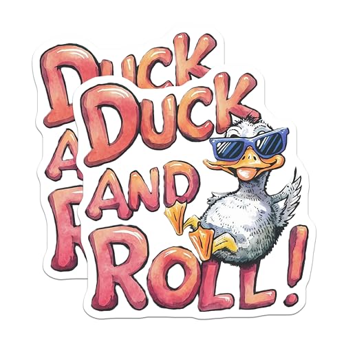 (2 Pack) Funny Duck Stickers - Cool Animal Decals - Quirky Cartoon Designs - 5" On Longest Side - Sticks to Smooth Flat Surfaces - Made in USA - BMCS8547
