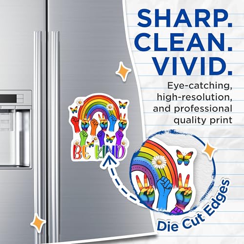 (2 Pack) Be Kind Magnets - Rainbow Hands - 5" On Longest Side - for Cars, Fridges, Toolboxes - Made in USA - MAG8273