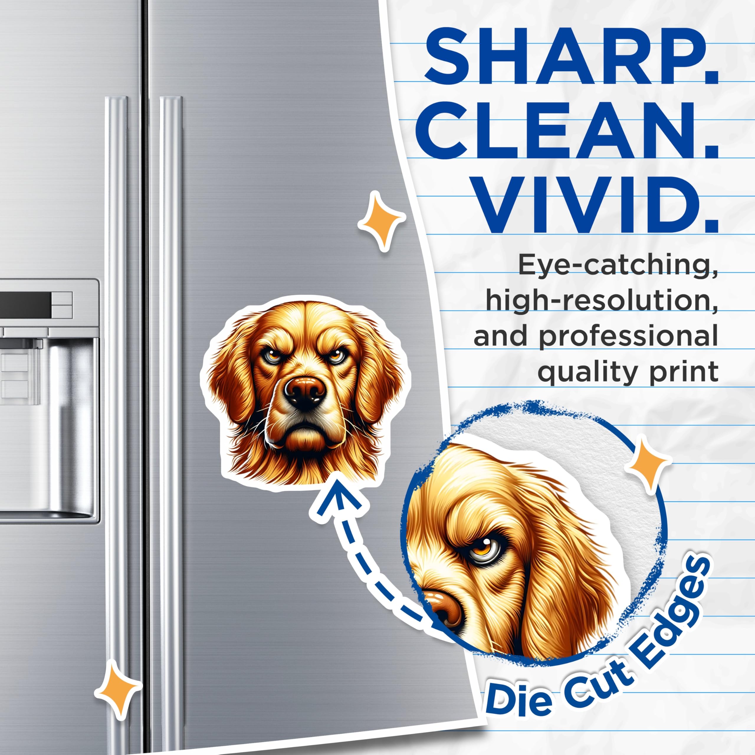 (2 Pack) Golden Retriever Magnets - Dog Breed Decor - Animal Art Refrigerator Magnets - 5" On Longest Side - Premium Magnet - for Cars, Refrigerators, Toolboxes, Lockers - Made in USA - MAG16362