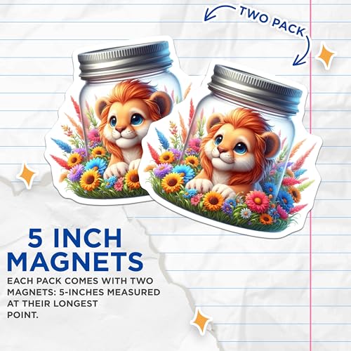 (2 Pack) Kids Room Decor Magnet - Nursery Decor - Fridge Decorations - 5" On Longest Side - Sticks to Smooth Flat Surfaces - Made in USA - MAG9381