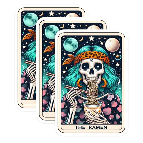 (3 Pack) Ramen Skeleton Decals - Noodle Lover - Funny Laptop Decals - 3 Inches On Longest Side - Easy Peel & Apply - Made in USA - 3MCS4252