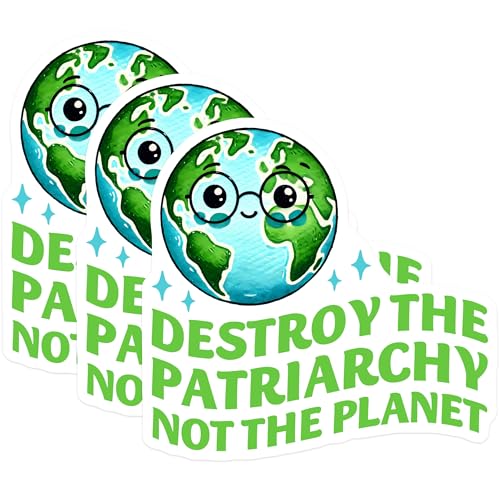 (3 Pack) Feminist Decals - Destroy Patriarchy - Earth Activist Decals - 3 Inches On Longest Side - Easy Peel & Apply - Made in USA - 3MCS7115
