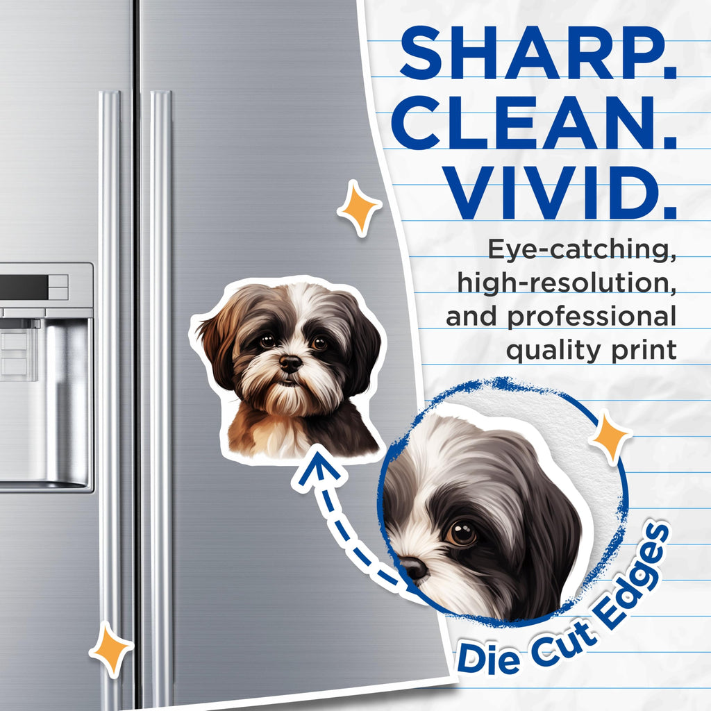 (2 Pack) Shih Tzu Dog Magnets - Cute Puppy Pet Decor - Animal Lover Refrigerator Locker Magnets - Home Kitchen Office Art - 5 Inches On Longest Side - Thick Durable Magnet - Made in USA - MAG24621