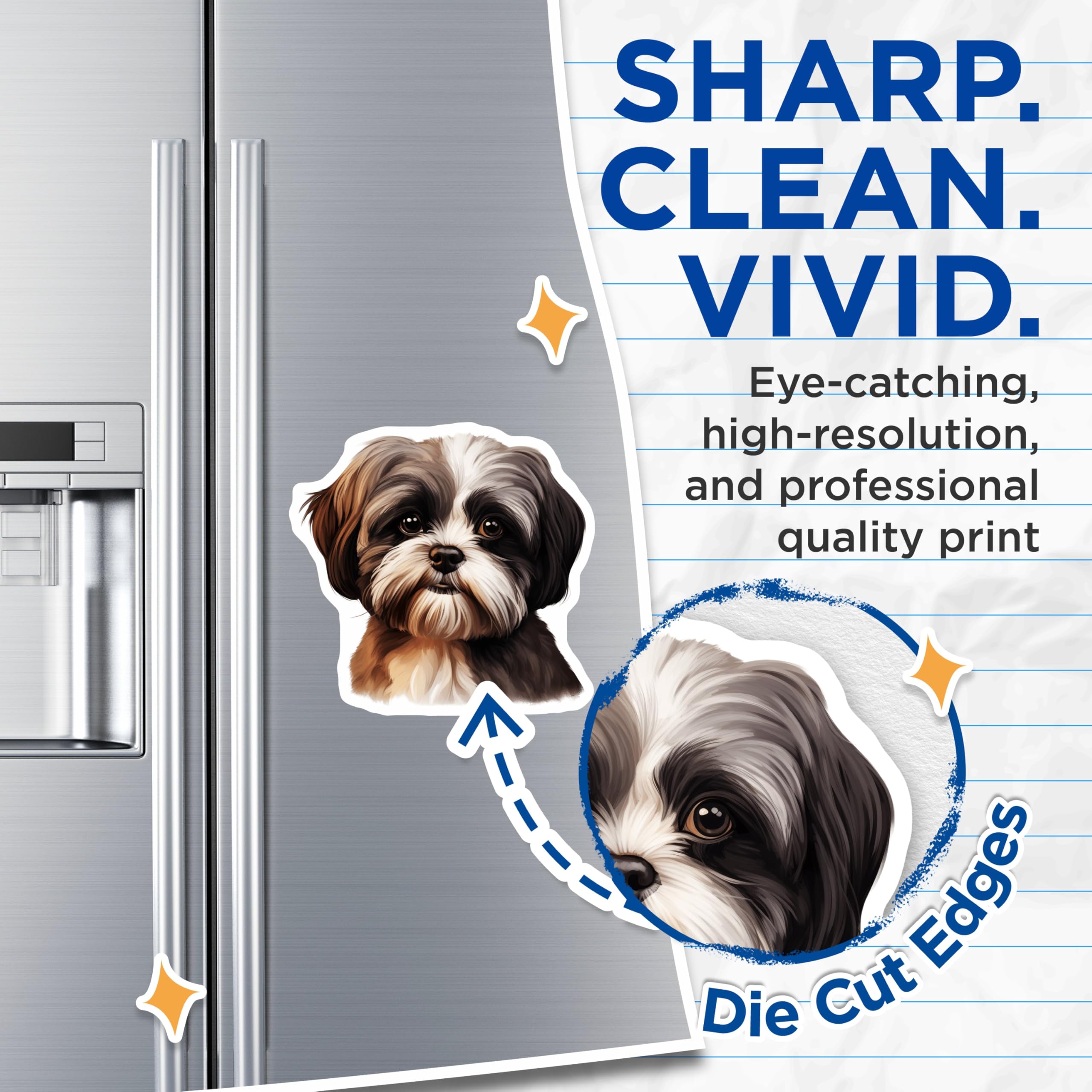 (2 Pack) Shih Tzu Dog Magnets - Cute Puppy Pet Decor - Animal Lover Refrigerator Locker Magnets - Home Kitchen Office Art - 5 Inches On Longest Side - Thick Durable Magnet - Made in USA - MAG24621