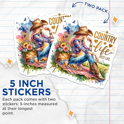 (2 Pack) Live Life with Love Stickers - Inspirational Quote - Motivational Message - 5" On Longest Side - Sticks to Smooth Flat Surfaces - Made in USA - BMCS6492