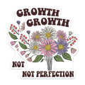 (2 Pack) Growth Not Perfection Stickers - Floral Stickers - Inspirational Quote Sticker - 5" On Longest Side - Sticks to Smooth Flat Surfaces - Made in USA - BMCS18192