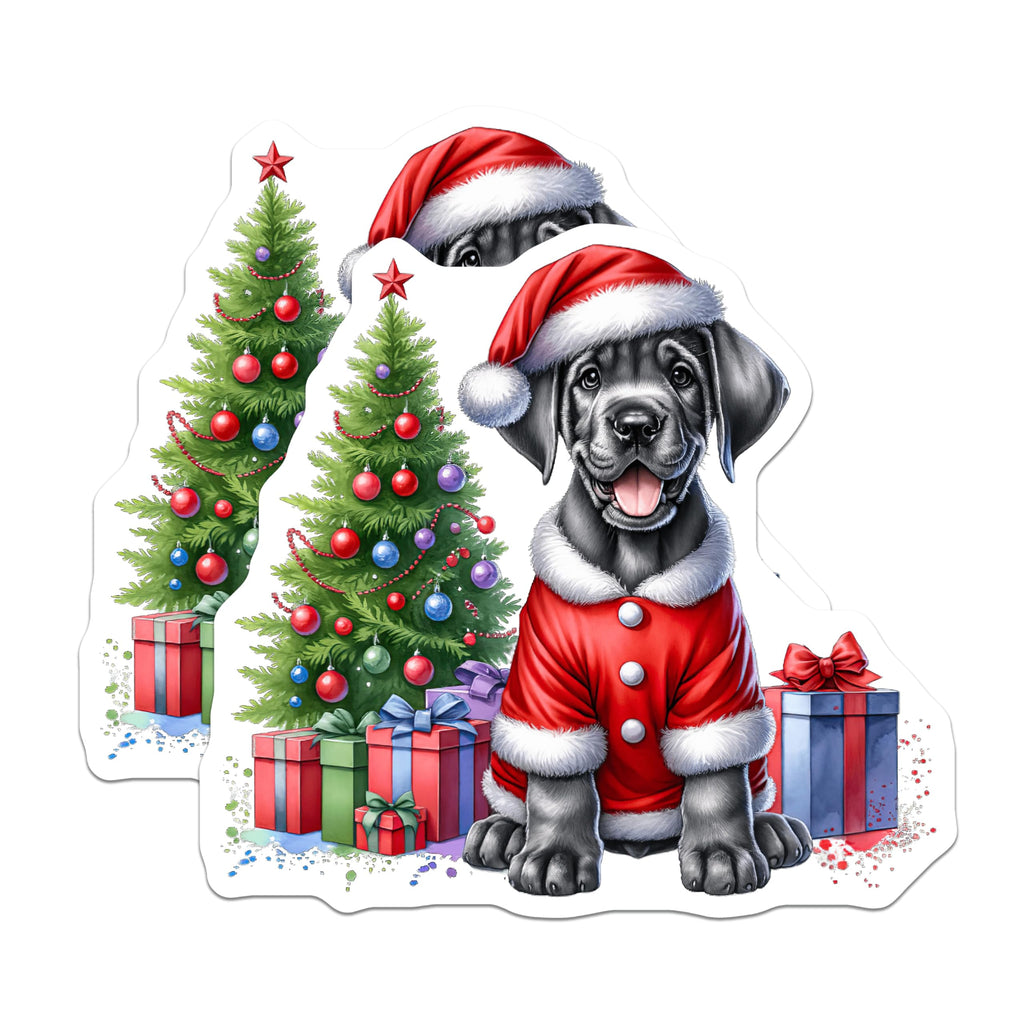 (2 Pack) Christmas Great Dane Magnets - Santa Puppy Holiday Decor - Pet Lover Animal Magnet - 5 Inches On Longest Side - Thick Durable Magnet - Made in USA - MAG28324