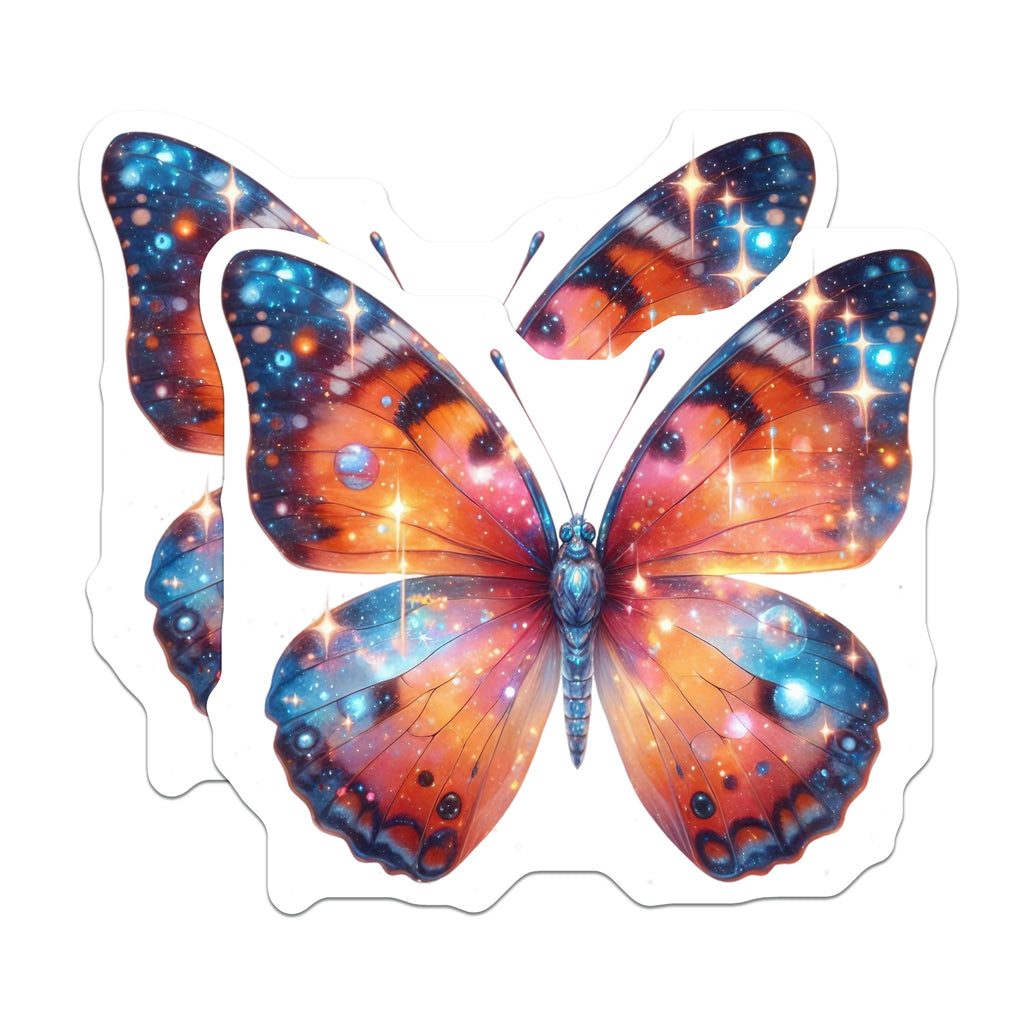(2 Pack) Galaxy Butterfly Magnets - Cosmic Celestial Decor - Space Aesthetic Artwork - Whimsical Fridge Decor - 5 Inches On Longest Side - Thick Durable Magnet - Made in USA - MAG38828