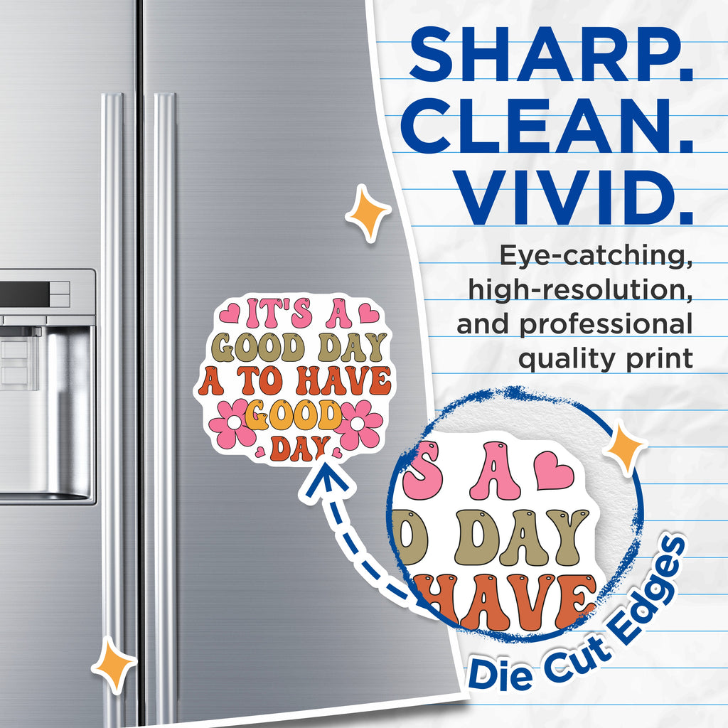 (2 Pack) Good Day Quote Magnets - Retro 70s Aesthetic - Positive Affirmation - Inspirational Fridge Decor - 5 Inches On Longest Side - Thick Durable Magnet - Made in USA - MAG38935
