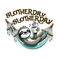 (2 Pack) Sloth Stickers - Funny Sloth Coffee Stickers - Cute Animal Stickers - 5" On Longest Side - Sticks to Any Smooth Flat Surface - Made in USA - BMCS2728