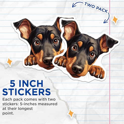(2 Pack) Cute Dog Stickers - Pet Dog Art - Puppy Graphics - 5" On Longest Side - Sticks to Smooth Flat Surfaces - Made in USA - BMCS9968