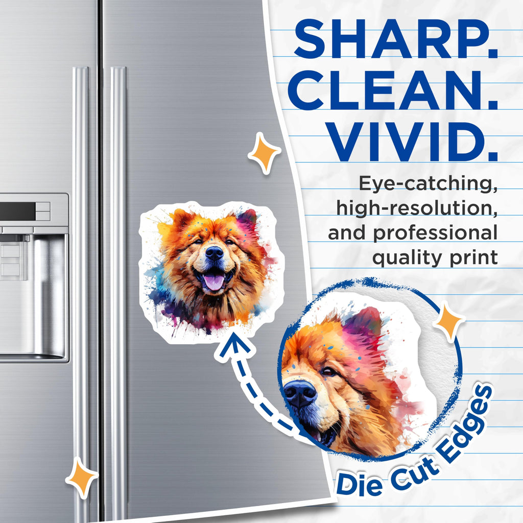 (2 Pack) Watercolor Chow Chow Dog Magnets - Happy Smiling Pet Art - Refrigerator Locker Accent Piece - 5 Inches On Longest Side - Thick Durable Magnet - Made in USA - MAG27643