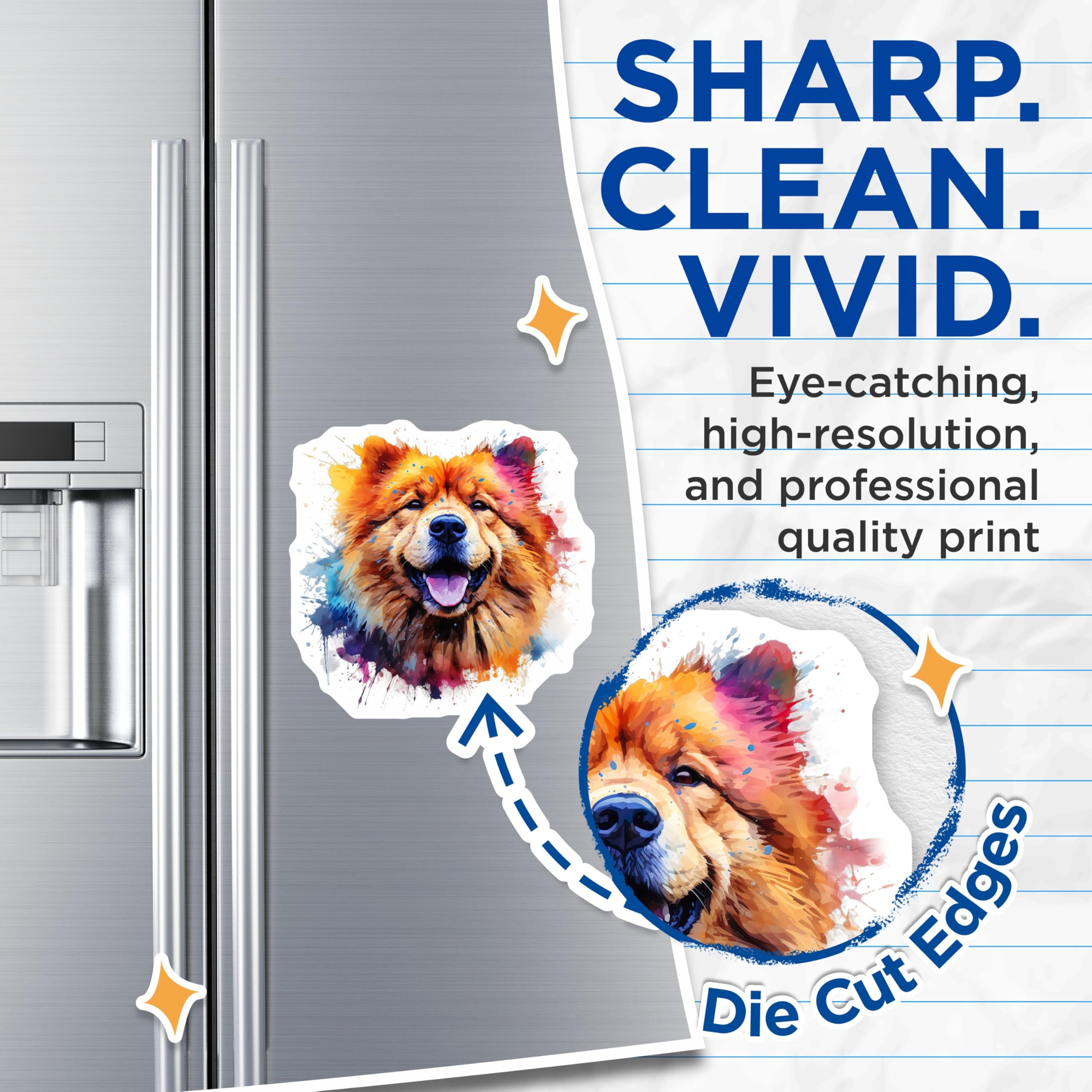 (2 Pack) Watercolor Chow Chow Dog Magnets - Happy Smiling Pet Art - Refrigerator Locker Accent Piece - 5 Inches On Longest Side - Thick Durable Magnet - Made in USA - MAG27643
