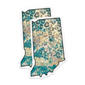 (2 Pack) Indiana State Map Magnets - Turquoise and Gold Design - Refrigerator Magnets - 5" On Longest Side - Premium Magnet - for Cars, Refrigerators, Toolboxes, Lockers - Made in USA - MAG18174