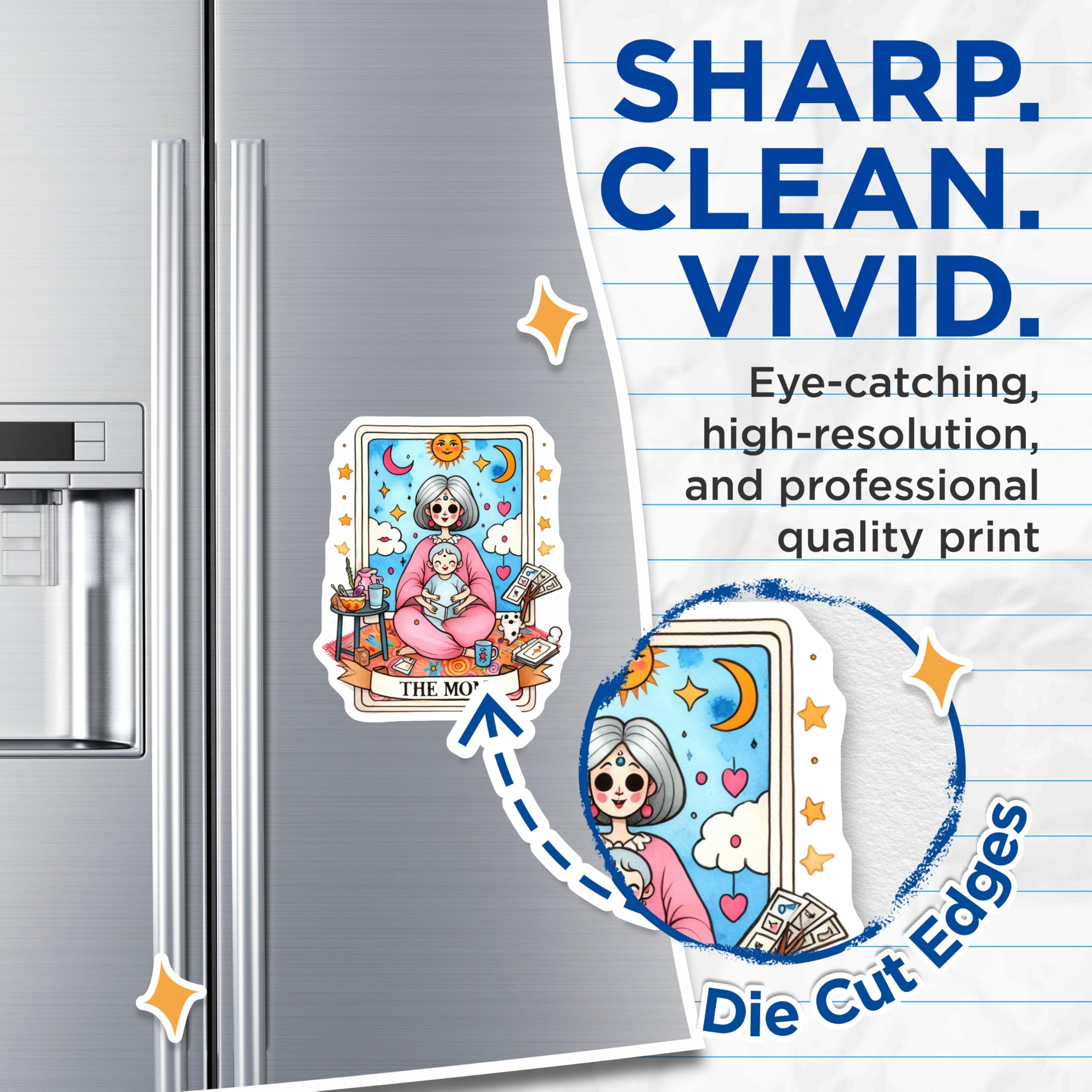 (2 Pack) The Mom Tarot Card Magnets - Sacred Motherhood Child Oracle Art - Whimsical Celestial Family Love Fridge Decor - 5 Inches On Longest Side - Thick Durable Magnet - Made in USA - MAG22603