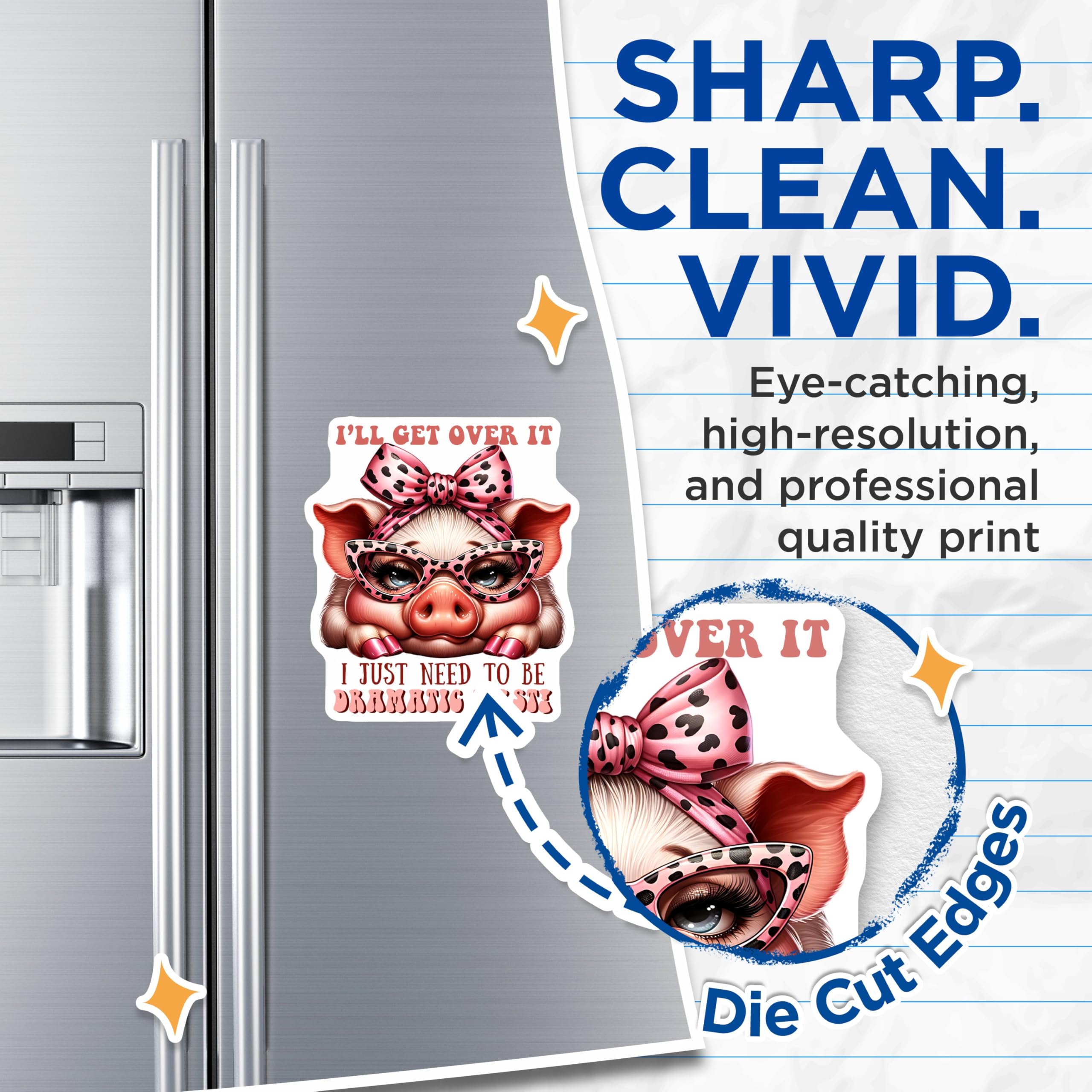 (2 Pack) Funny Dramatic Pig Magnets - 5" On Longest Side - for Cars, Fridges, Toolboxes - Made in USA - MAG7942
