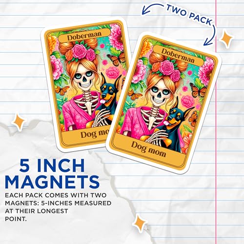 (2 Pack) Skeleton Art Magnet - Halloween Decor - Bright Floral Design - Butterfly Art - 5" On Longest Side - Sticks to Smooth Flat Surfaces - Made in USA - MAG10293