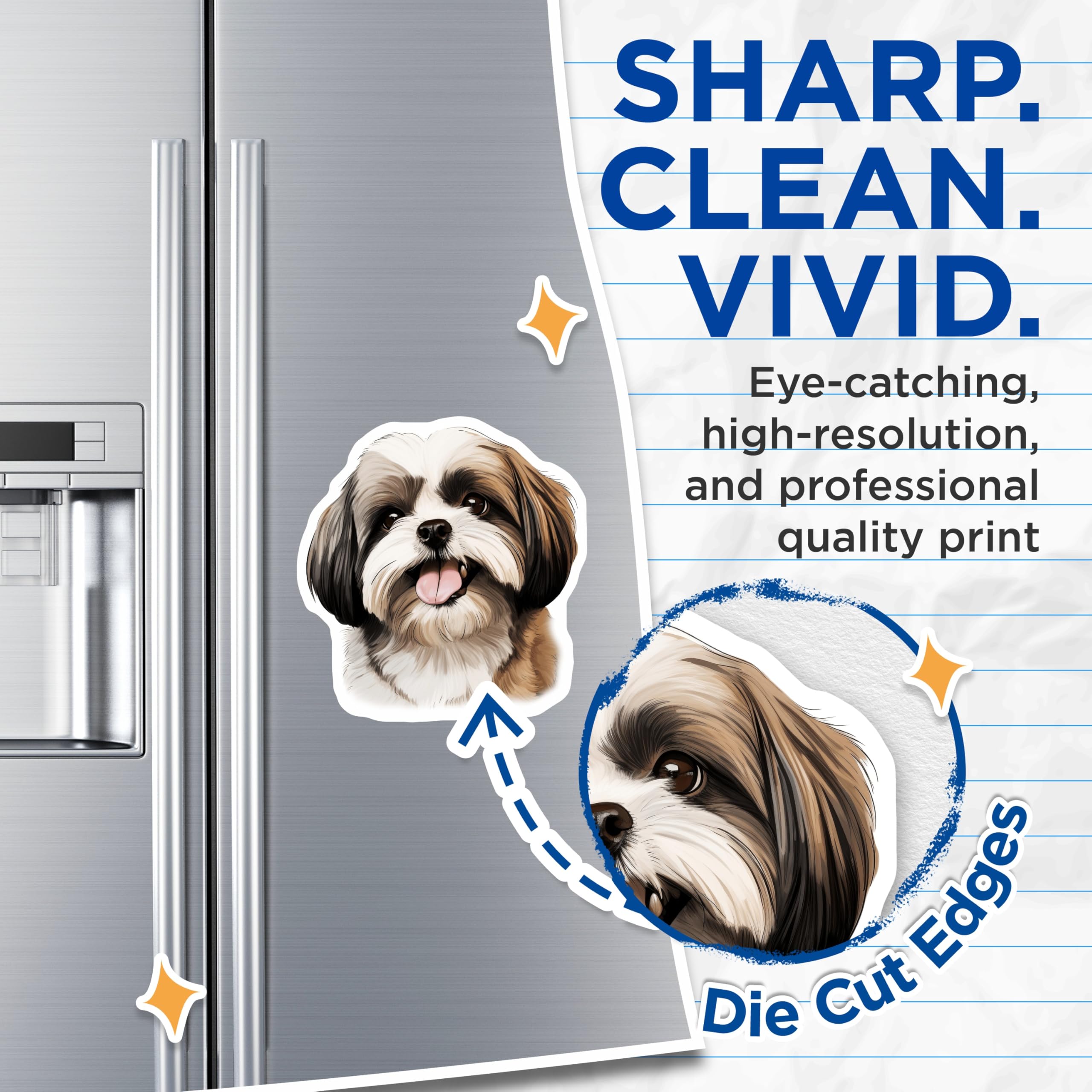 (2 Pack) Shih Tzu Dog Magnets - Cute Animal Refrigerator Decor - Pet Lover Kitchen Accessory for Shih Tzu Owners - 5 Inches On Longest Side - Thick Durable Magnet - Made in USA - MAG27200