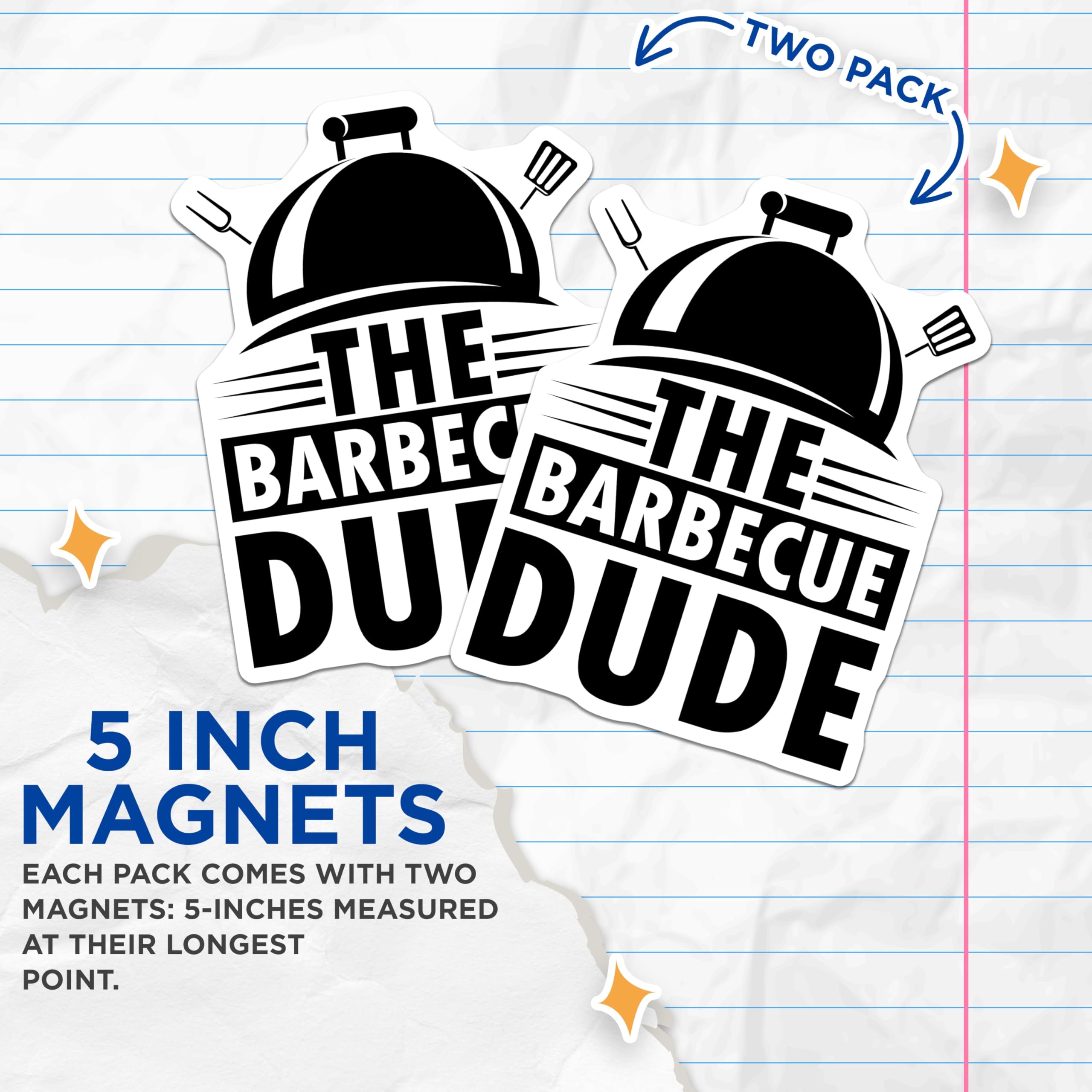 (2 Pack) Barbecue Dude Magnets - Grill Master Kitchen Decor - Funny BBQ Smoker Accessory - Man Cave Refrigerator Art - 5 Inches On Longest Side - Thick Durable Magnet - Made in USA - MAG20357