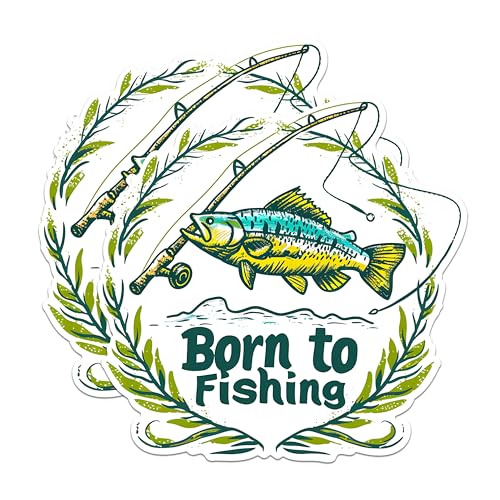 (2 Pack) Born to Fishing Magnets - Fun Fishing Magnets - Fisherman Themed Refrigerator Decor- 5" On Longest Side - for Fridges, Toolboxes, Cars - Made in USA - MAG2621