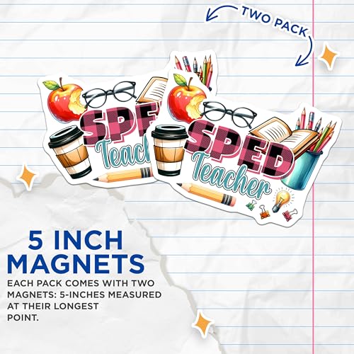 (2 Pack) SPED Teacher Magnets - 5" On Longest Side - for Cars, Fridges, Toolboxes - Made in USA - MAG8046