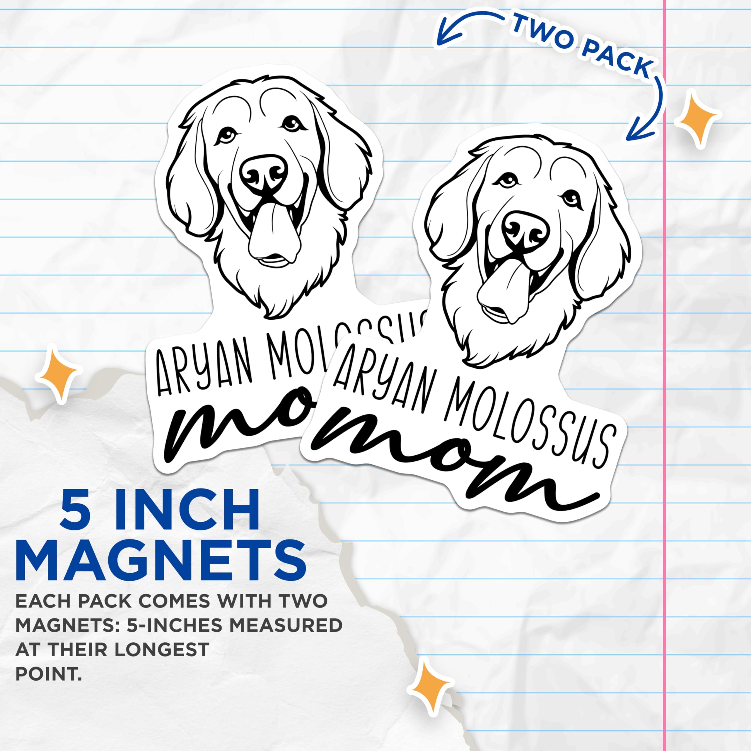 (2 Pack) Molosser Mom Magnets - Dog Lover Fridge Decor - Pet Owner Kitchen Accessory - 5 Inches On Longest Side - Thick Durable Magnet - Made in USA - MAG27013