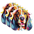 (3 Pack) Basset Hound Decals - Colorful Dog - Laptop Decal - 3 Inches On Longest Side - Easy Peel & Apply - Made in USA - 3MCS0641