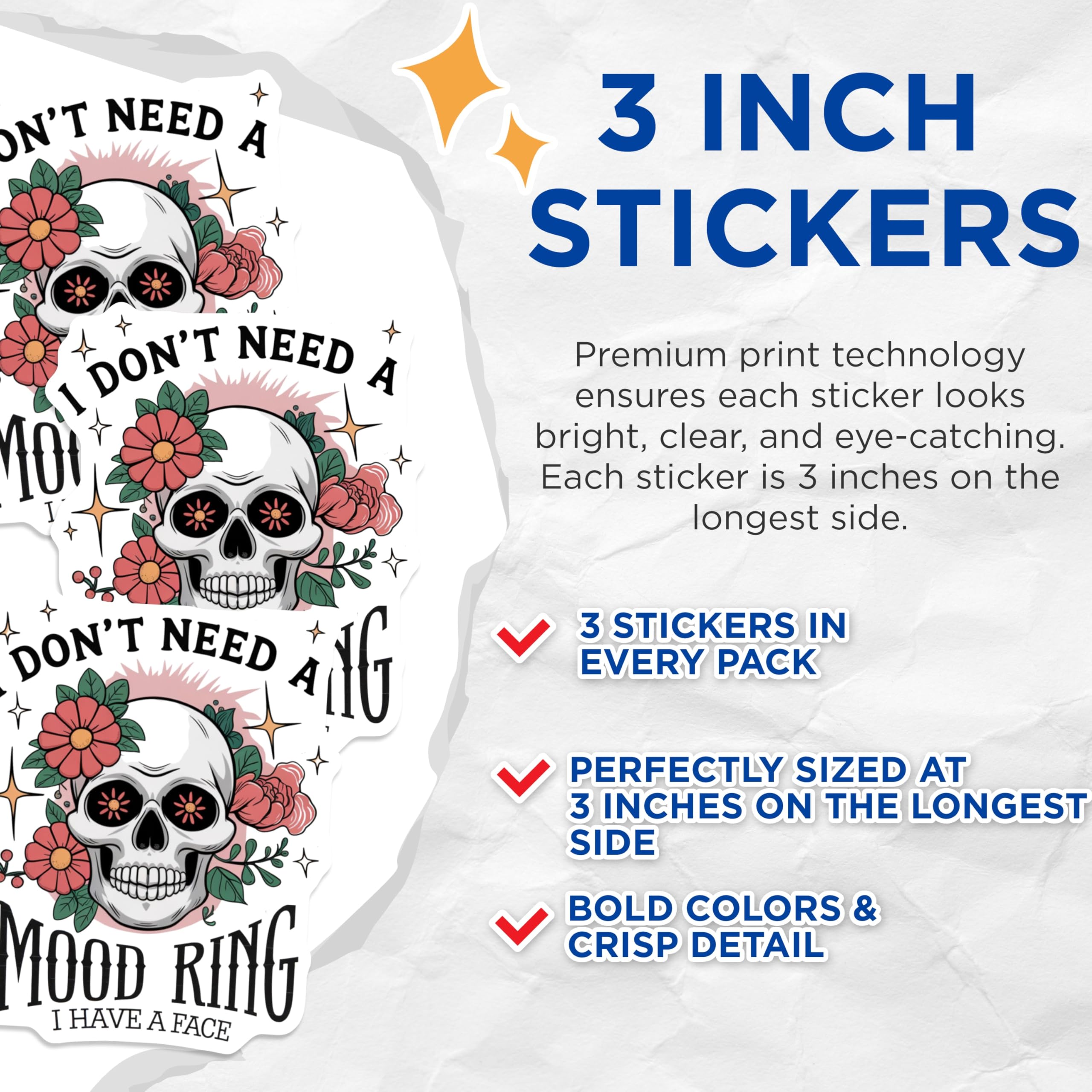 (3 Pack) Funny Skull Decals - Sarcastic Quote - Laptop Decals - 3 Inches On Longest Side - Easy Peel & Apply - Made in USA - 3MCS2865
