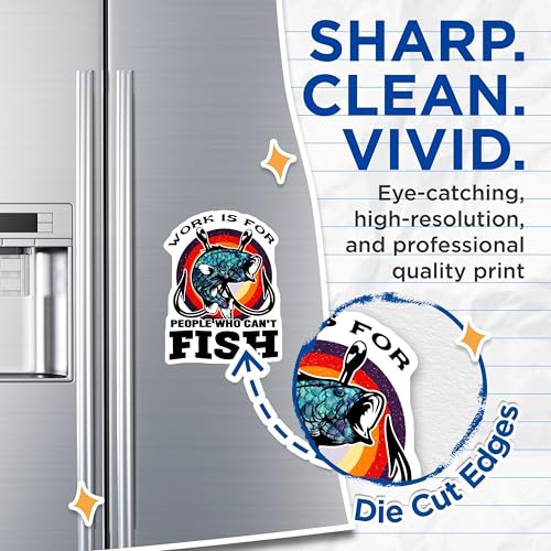 (2 Pack) Work is for People Who Can't Fish Magnets - Fishing Enthusiast Home Decor - Funny Fishing Quote Magnet - 5" On Longest Side - for Cars, Fridges, Toolboxes - Made in USA - MAG5590
